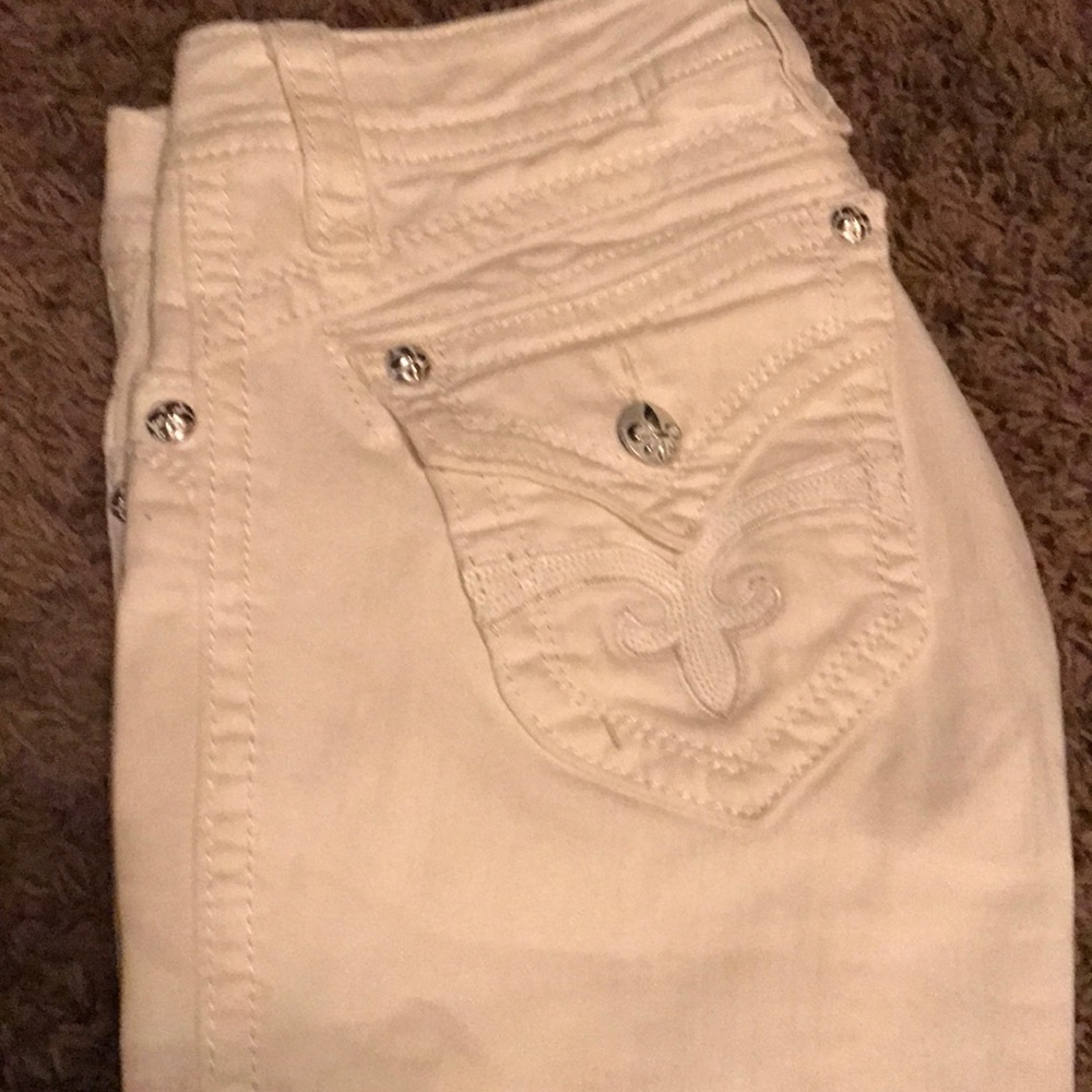 Rock revival white straight leg jeans, size 28